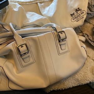 Authentic white coach purse with silk dust bag